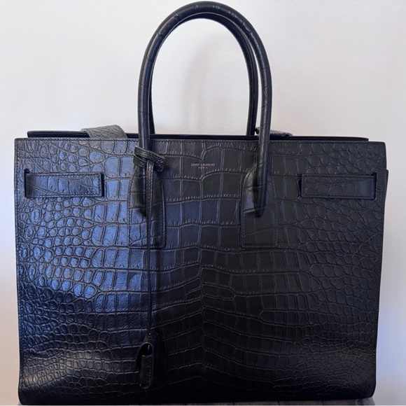 Yves Saint Laurent Handbags - Saint Laurent Sac Du Jour - Black Crocodile-Embossed Leather, Silver Hardware